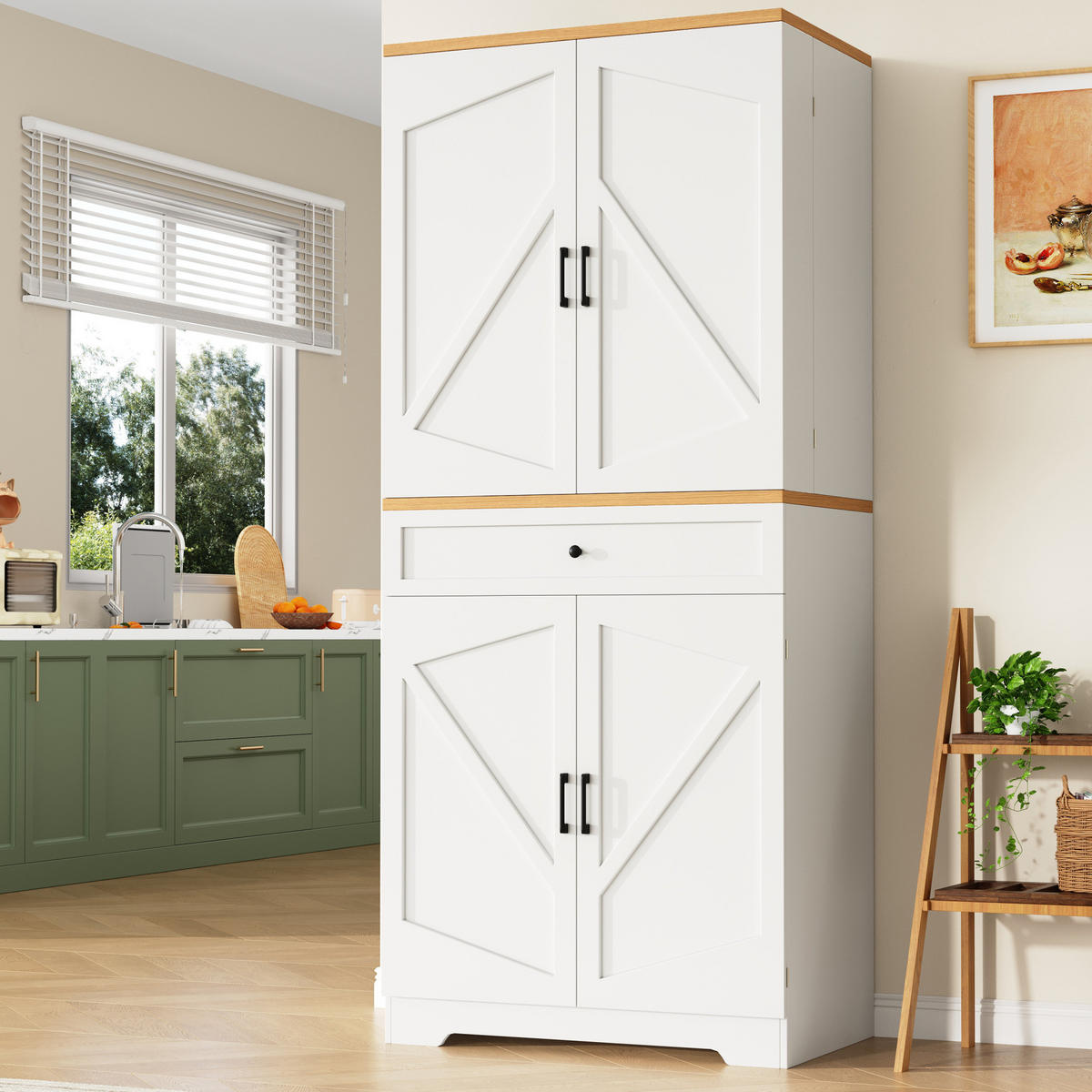 KÜCHENSCHRANK mit Schubladen 80x40x180 cm Weiß - Weiß, Holzwerkstoff (40/180/80cm) - Meubliv