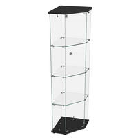 GLASVITRINE 162x60x45 cm freistehend 4 Ablagen LED schwarz - Schwarz, Holz (60/162/40cm) - LEBENLANG