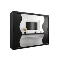 SCHWEBETÜRENSCHRANK 200/250/62 3-türig - Silberfarben/Schwarz, Holz/Kunststoff (250/200/62cm) - Abiks Möbel