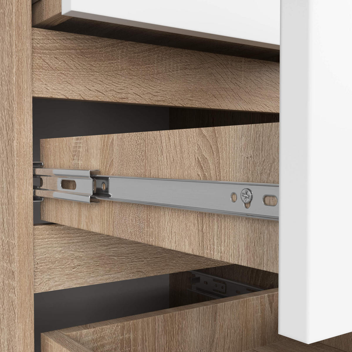 KOMMODE Eiche Sonoma, Weiß 92/40/35 - Weiß, Holzwerkstoff (40/92/35cm) - RAUMHIRSCH FURNITURE