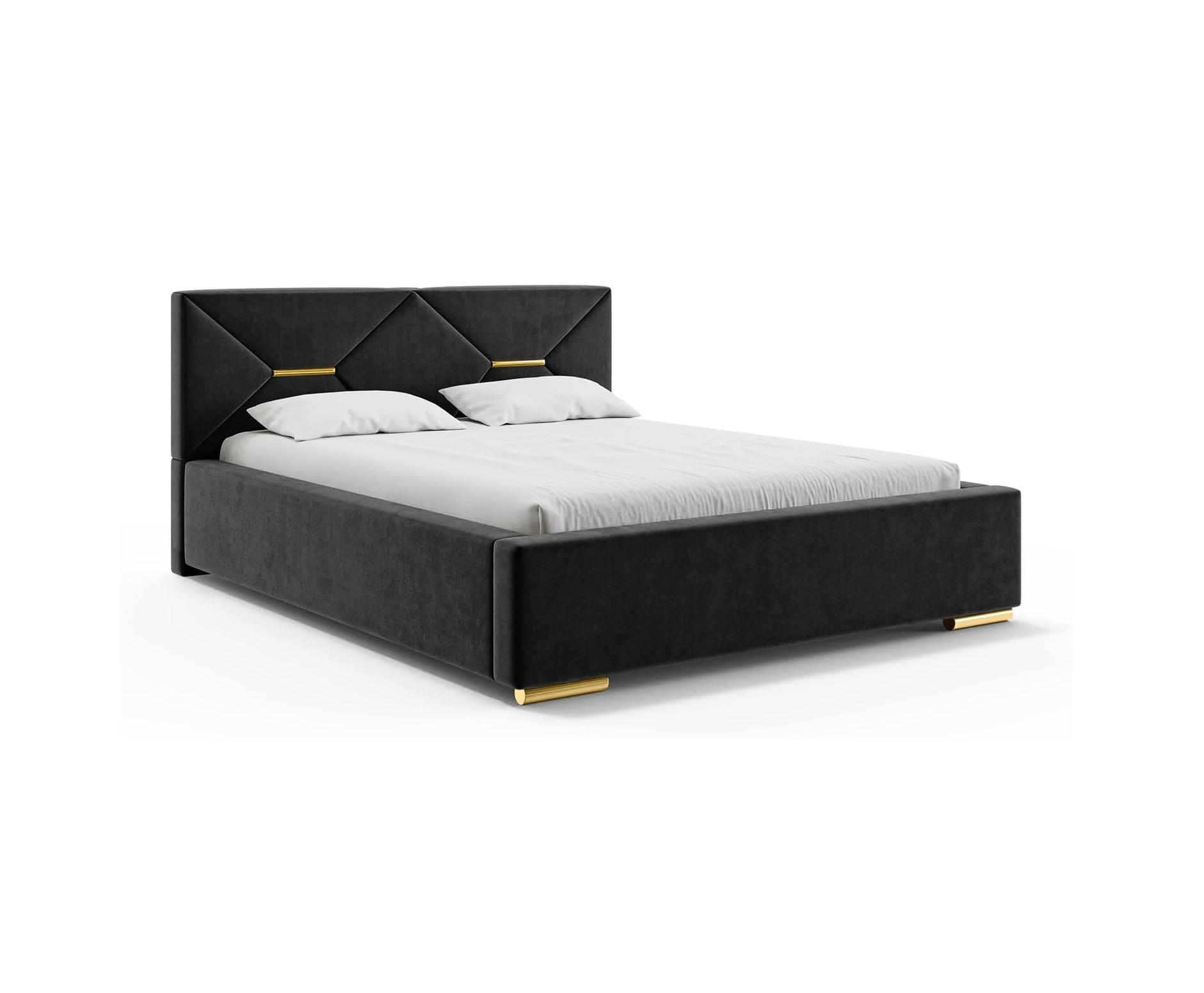 BETT LIZZY - Goldfarben/Schwarz, Holzwerkstoff (120/200cm) - Meblini