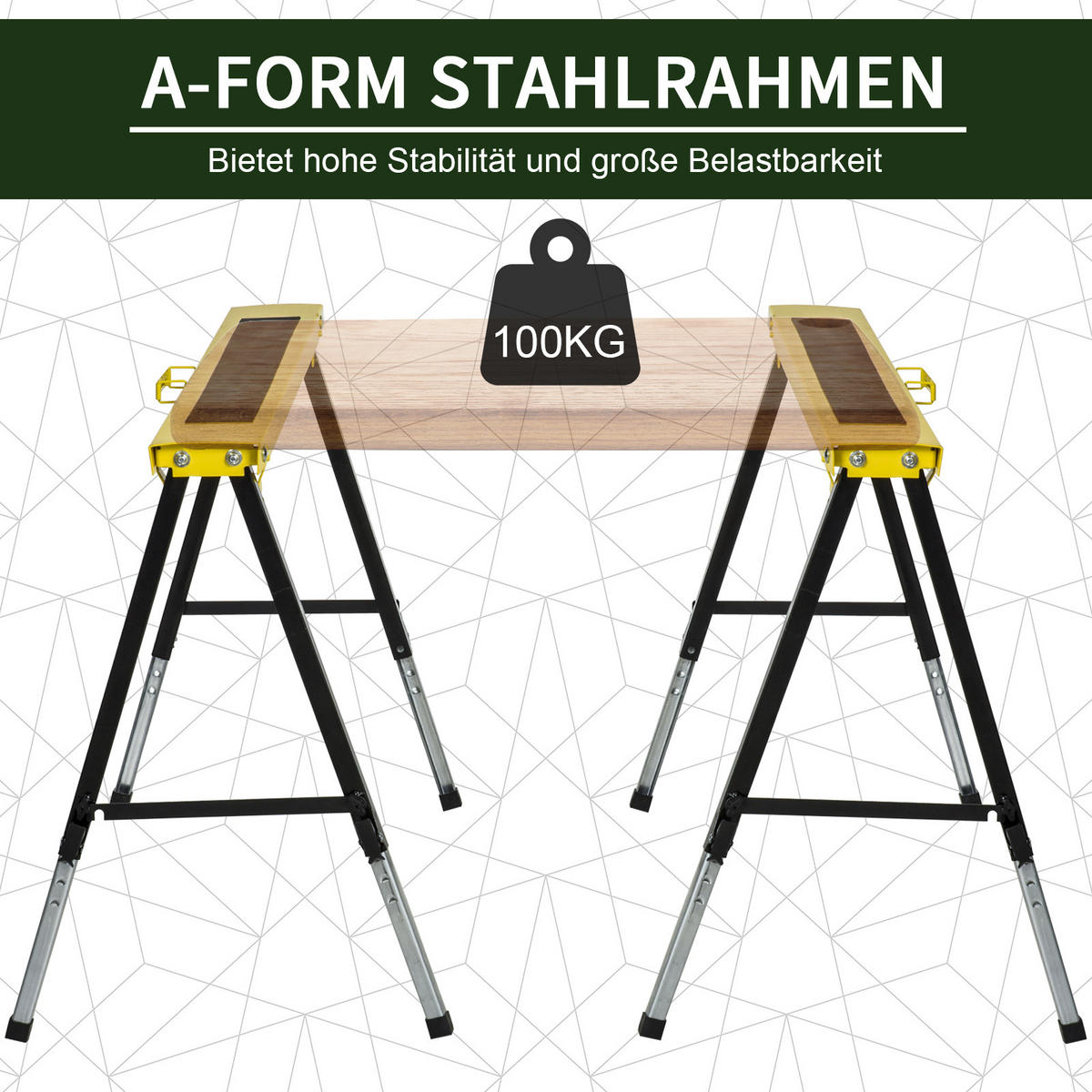2ER-SET Sägepferd, Arbeitsbock, Stahl - Multicolor, Metall (100/49/90cm) - DURHAND