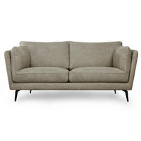 ZWEISITZER-SOFA Webstoff Beige - Beige/Schwarz, Textil/Metall (182/84/92cm) - Furnhouse