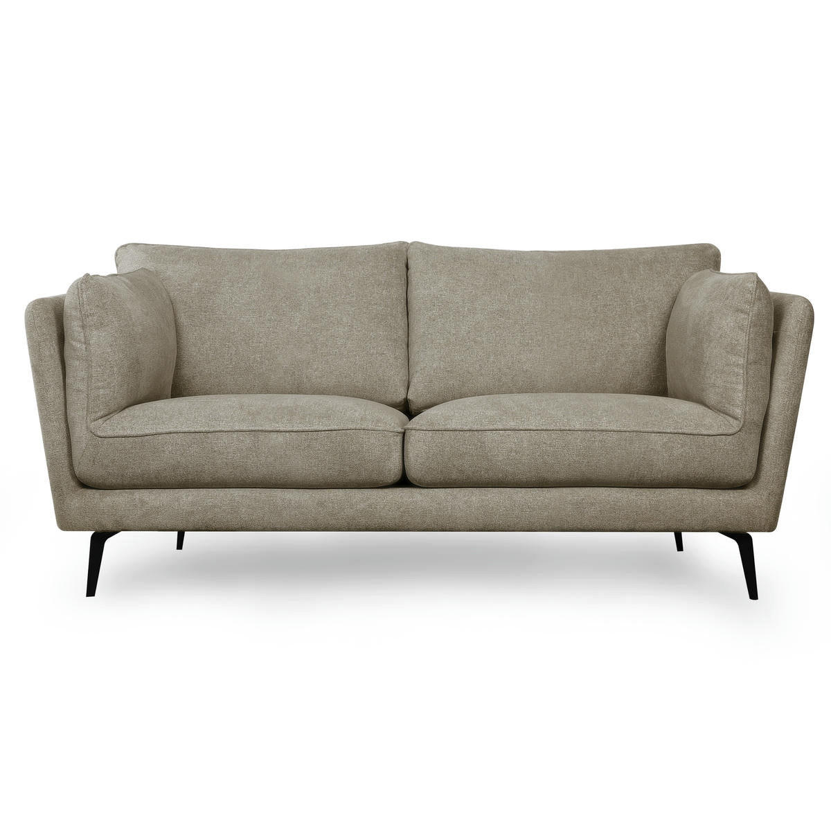 ZWEISITZER-SOFA Webstoff Beige - Beige/Schwarz, Textil/Metall (182/84/92cm) - Furnhouse