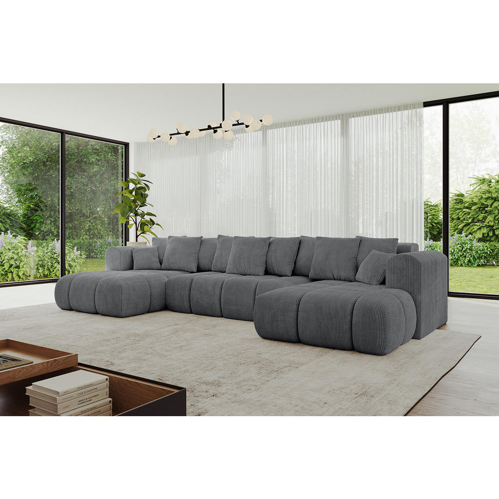 Thumbnail - Altdecor Wohnlandschaft, Dunkelgrau, Textil, 6-Sitzer, U-Form, 414x90x180 cm, Wohnzimmer, Sofas & Couches, Wohnlandschaf...