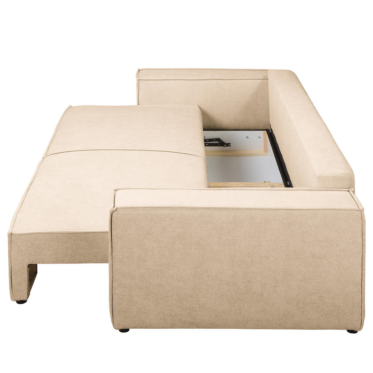 SCHLAFSOFA - Bouclé - Beige/Schwarz, Kunststoff/Textil (255/70/105cm) - home24