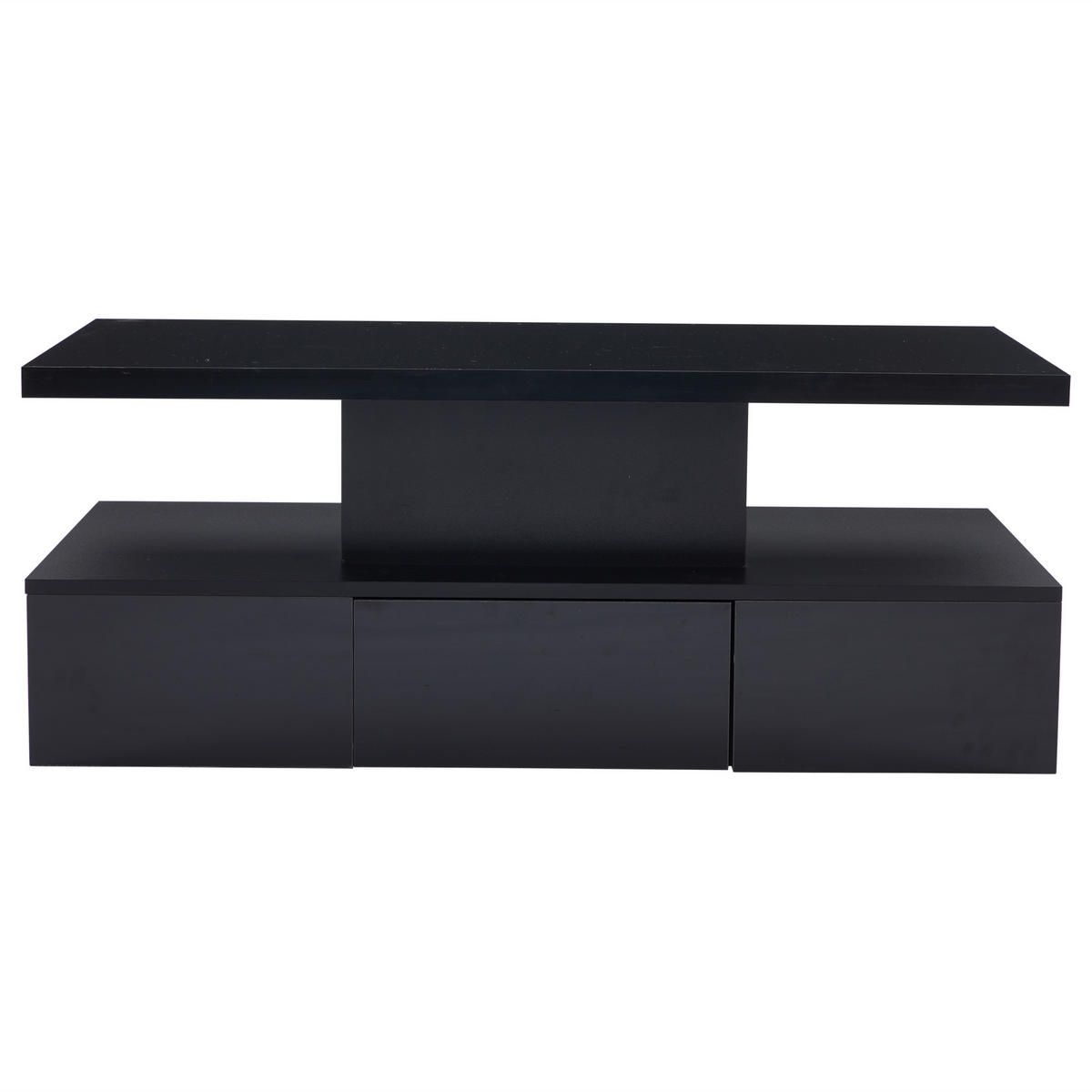 COUCHTISCH 100/50/39 cm schwarz mit LED-Beleuchtung 2-stufiger Stauraum - Schwarz, Holzwerkstoff (100/50/39cm) - OKWISH