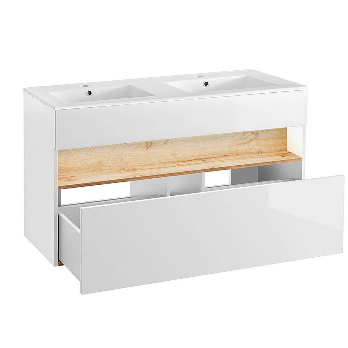 WASCHBECKENSCHRANK Bermuda-56 - Weiß, Holzwerkstoff (120/67/45cm) - Lomado