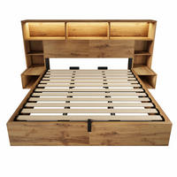 POLSTERBETT 180/200 cm Eiche mit integrierten Nachttischen, LED und USB-C, Ohne Matratze - Eichefarben, Holz (180/200cm) - Oxeza