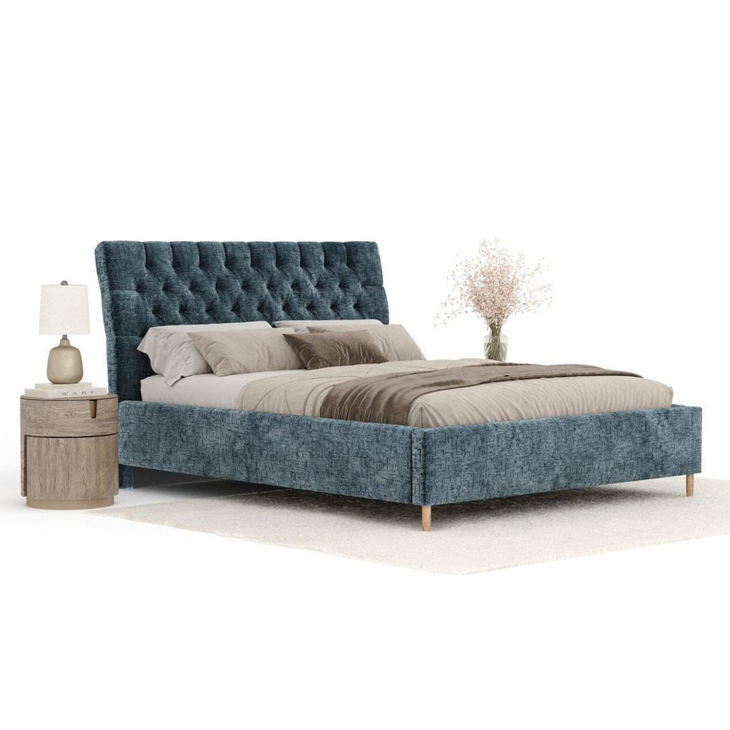 Thumbnail - Maison de Reve Polsterbett, Blau, Textil, Buche, Kiefer, 120x200 cm, Oeko-Tex® Standard 100, FSC 100%, Made in EU, Schla...