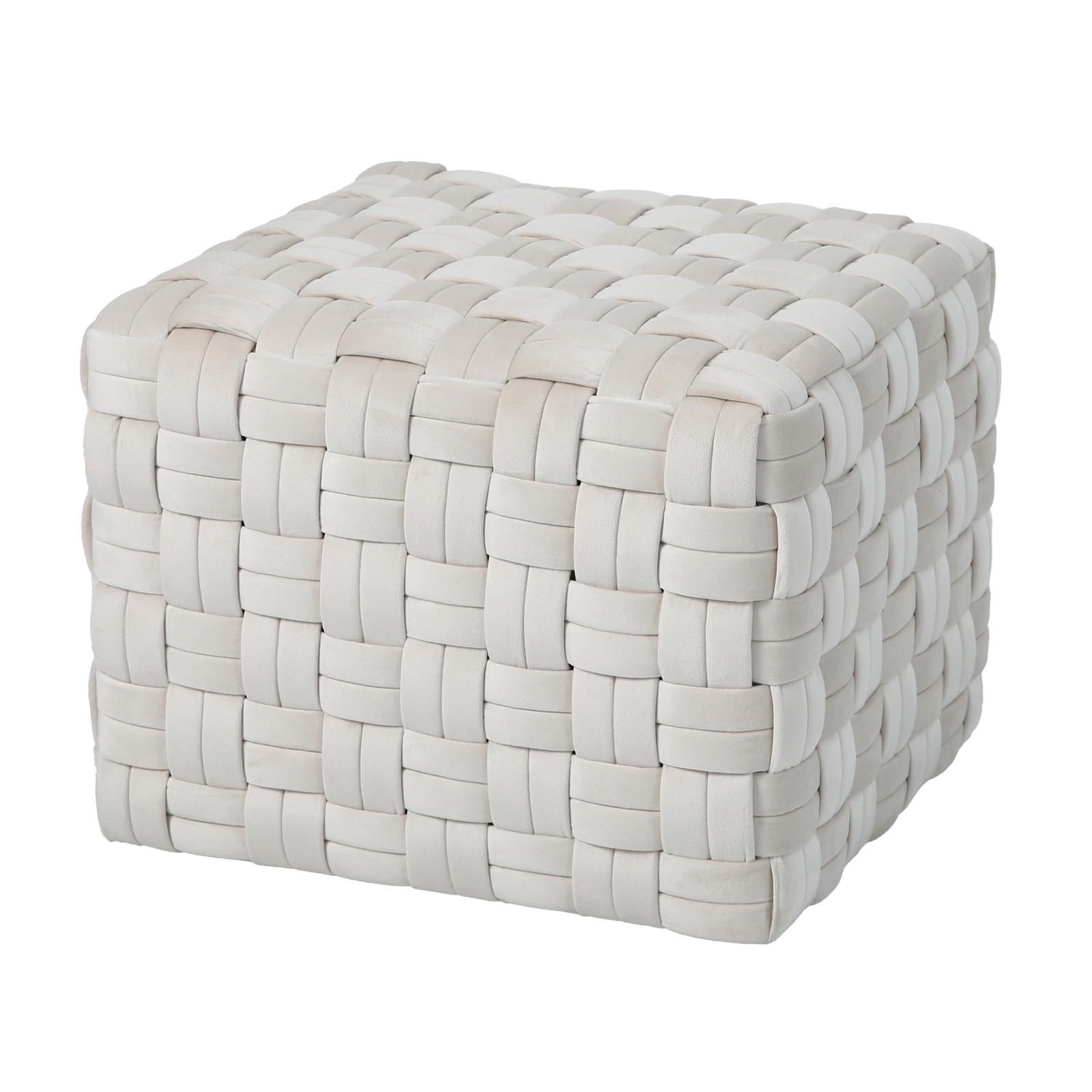 HOCKER POPPY Samt Beige - Beige, Textil (50/42/55cm) - SVITA