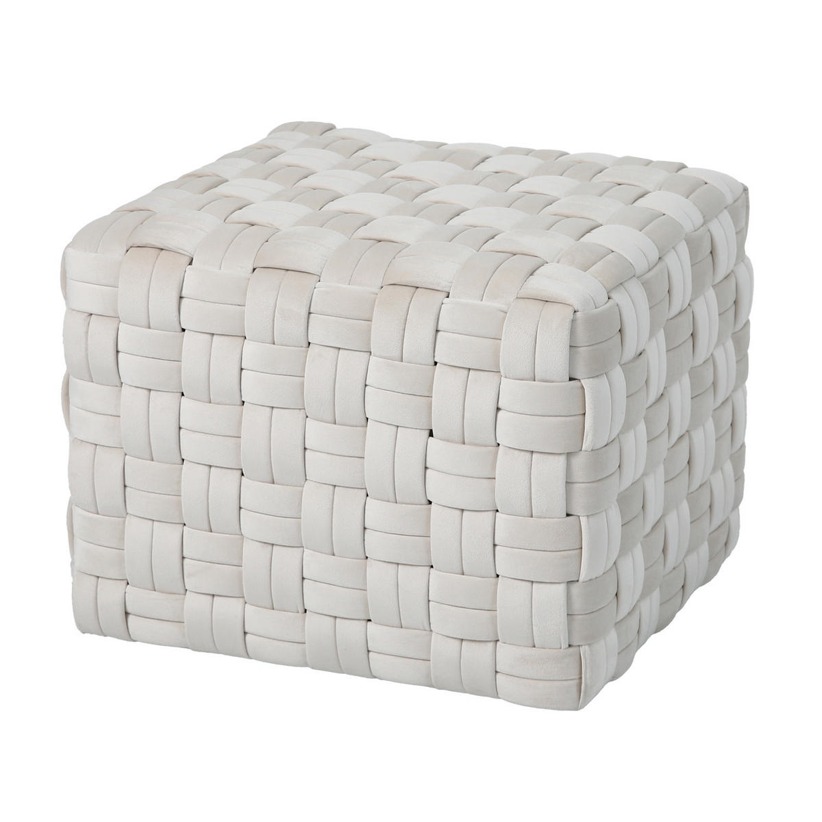 HOCKER POPPY Samt Beige - Beige, Textil (50/42/55cm) - SVITA