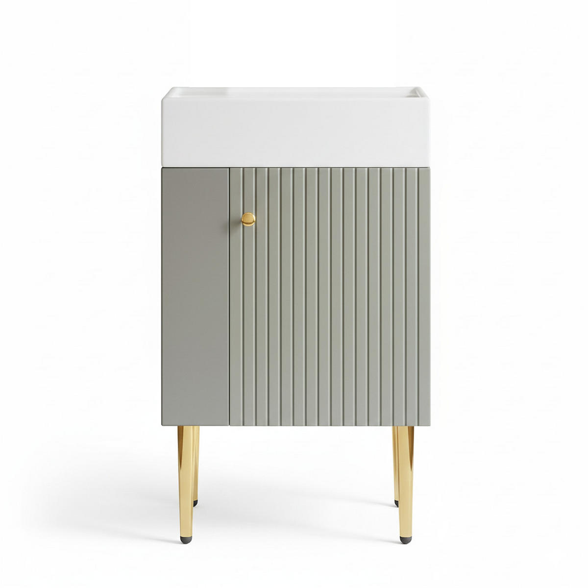 WASCHTISCHKOMBI Hellgrau mit Keramikbecken - Grau, Holzwerkstoff (55/91/31cm) - Urban Meuble