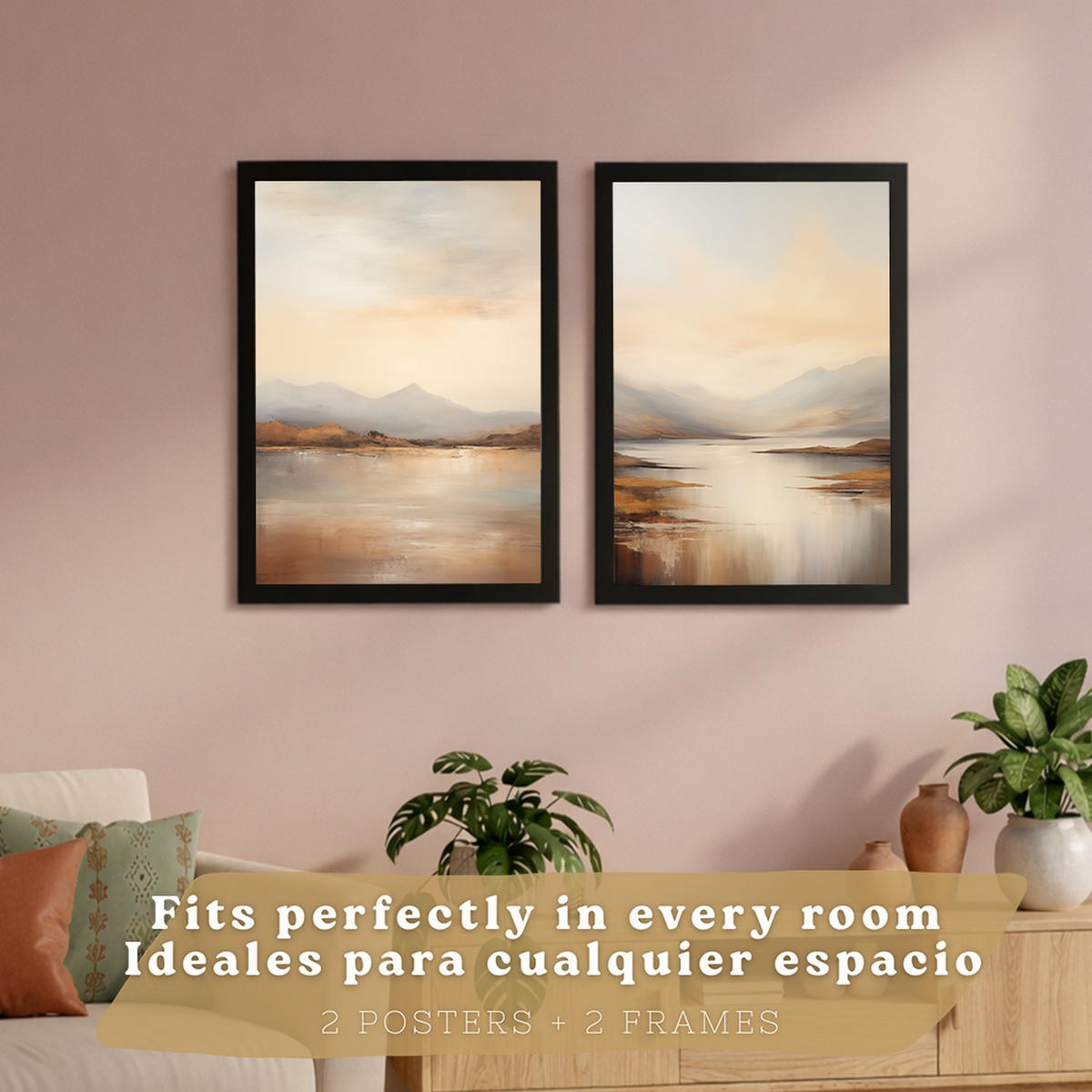PLAKAT Sada 2 Soumrak A3 Černý rám - černá, papír (29.7/1/42cm) - Nacnic