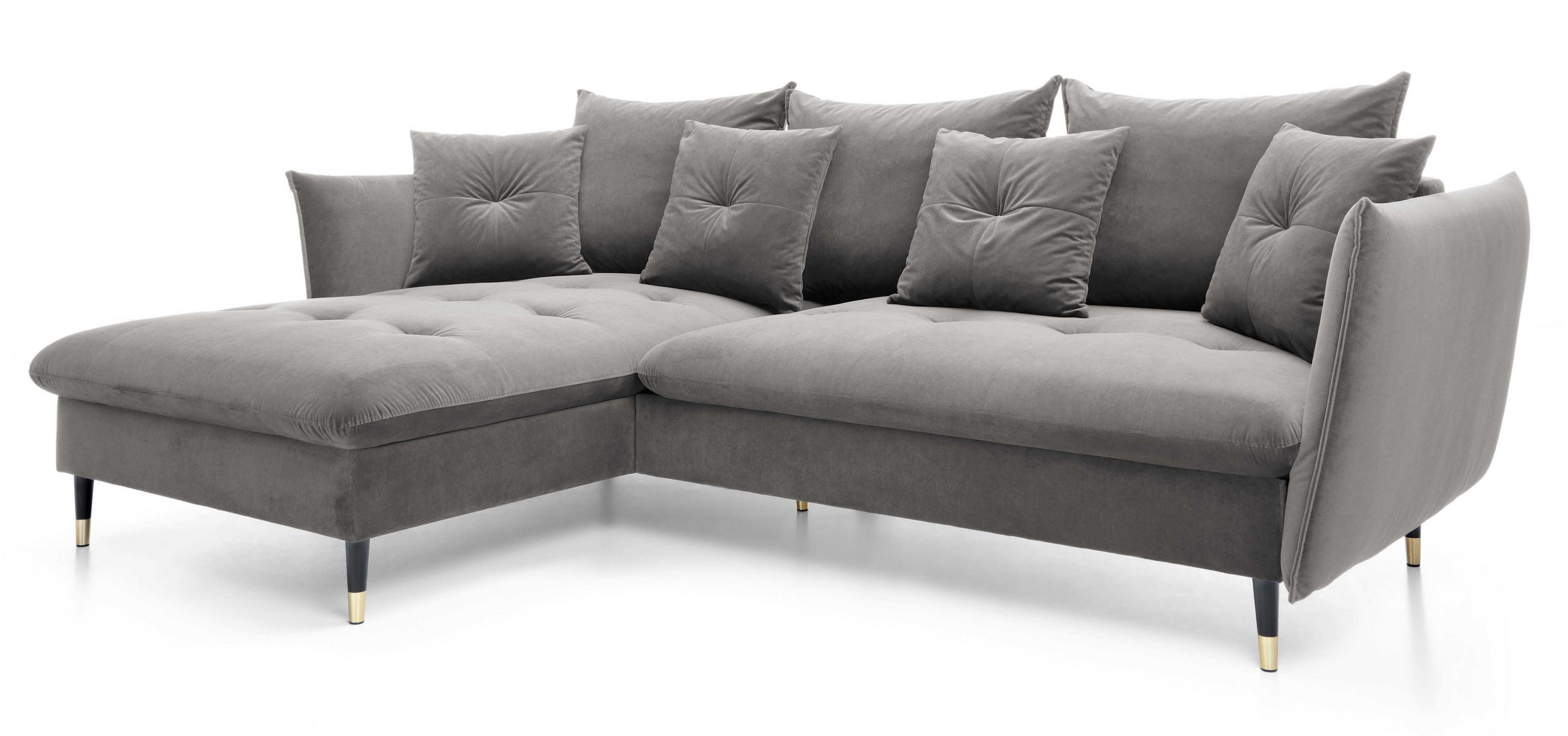 ECKSOFA 260 cm Sagir mit Schalffunktion, Bettkasten, Links - Grau - Schwarz/Grau, Holz (167/258cm) - Emporius