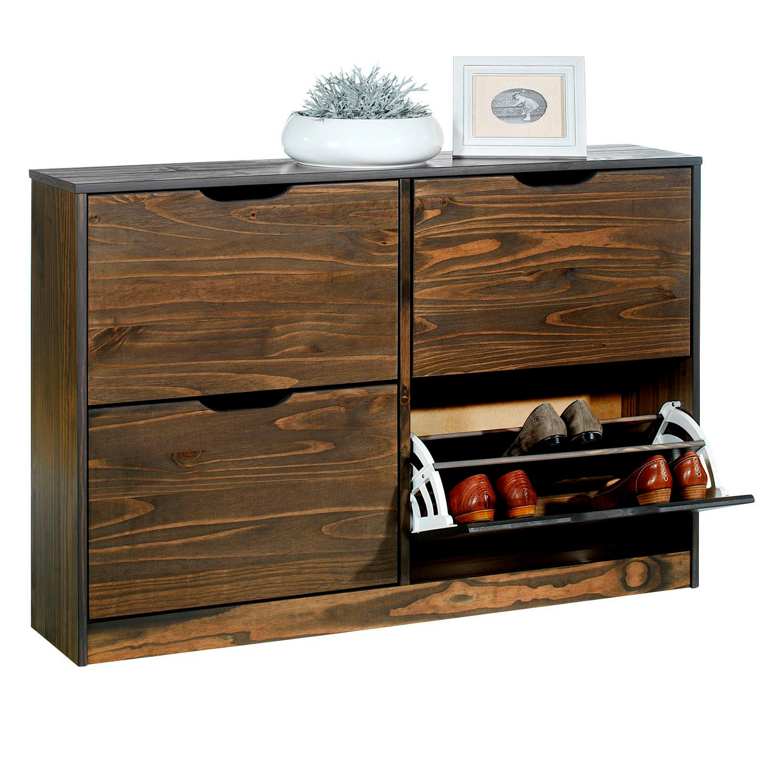 SCHUHSCHRANK BASIL - Grau, Holz (115/79/25cm) - IDIMEX