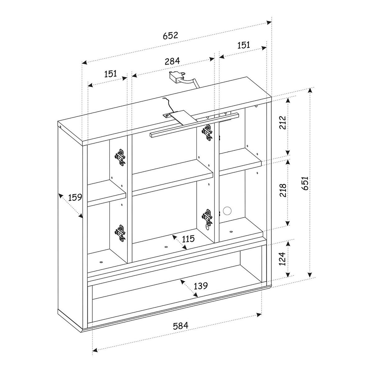 SPIEGELSCHRANK - Inklusive Beleuchtung - Matt Grau / Eiche Sonoma Dekor - Grau, Holzwerkstoff (65/65/16cm) - home24