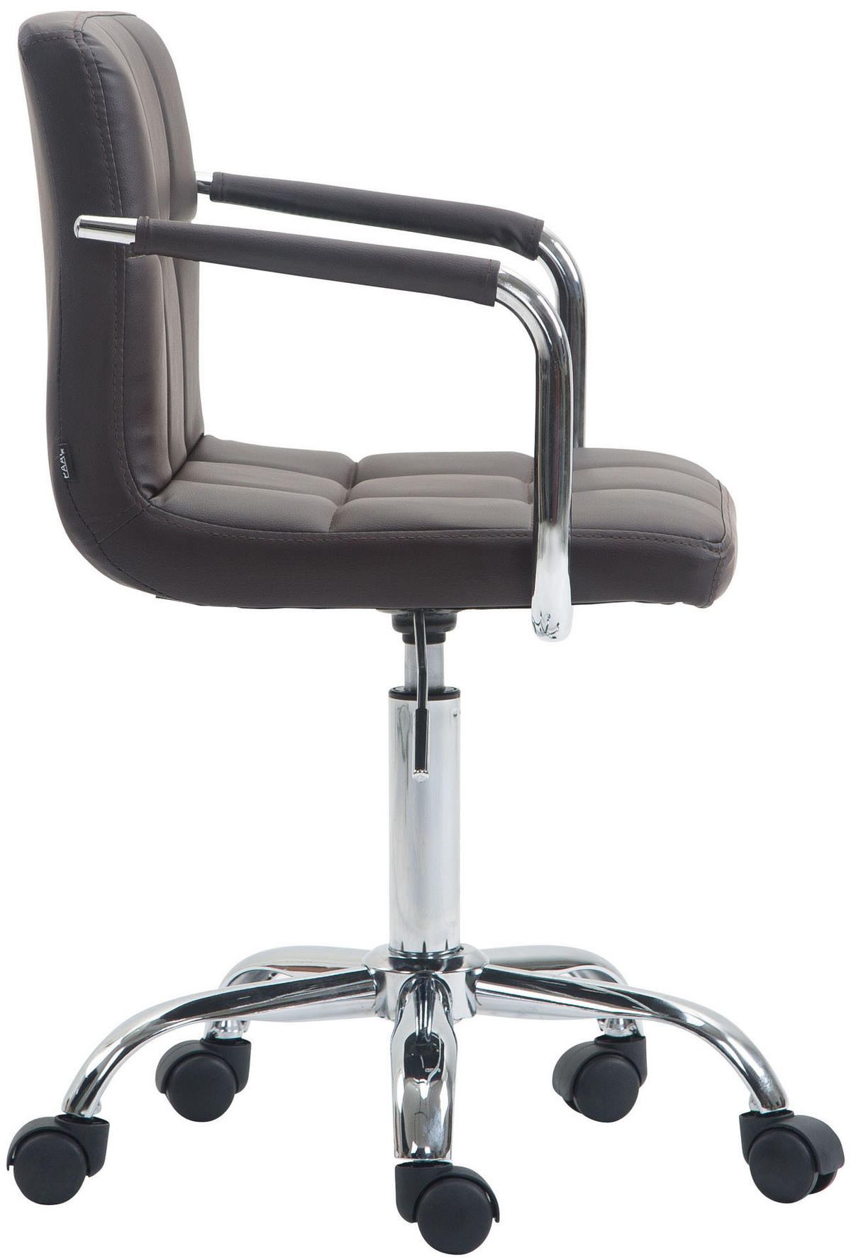 DREHSTUHL Lederlook braun - Chromfarben/Braun, Textil/Metall (52/76/44cm) - CLP