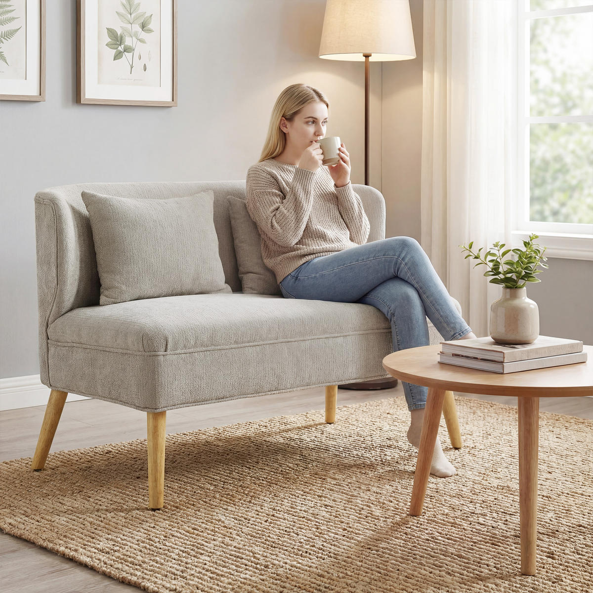 2-SITZER Sofa Beige 117.0/65.0/78.5 cm - Beige, Textil (65/78.5/117cm)