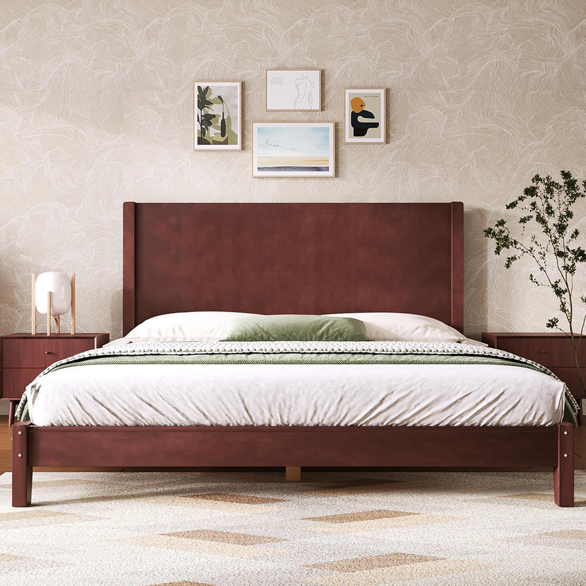 PLATTFORMBETT 160x200 cm mit Kopfteil und Lattenrost, Braun - Braun, Holz (160/200cm) - KOMHTOM