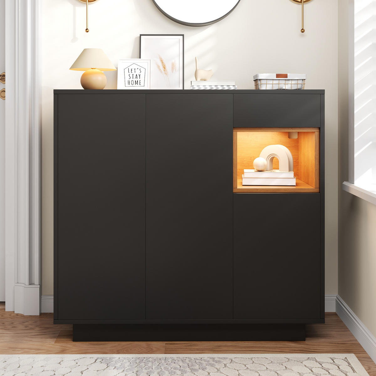 SCHUHSCHRANK 1 Schublade Schwarz Holz Verstellbare Böden - Schwarz, Holzwerkstoff (39.5/100.5/105cm) - FLIEKS