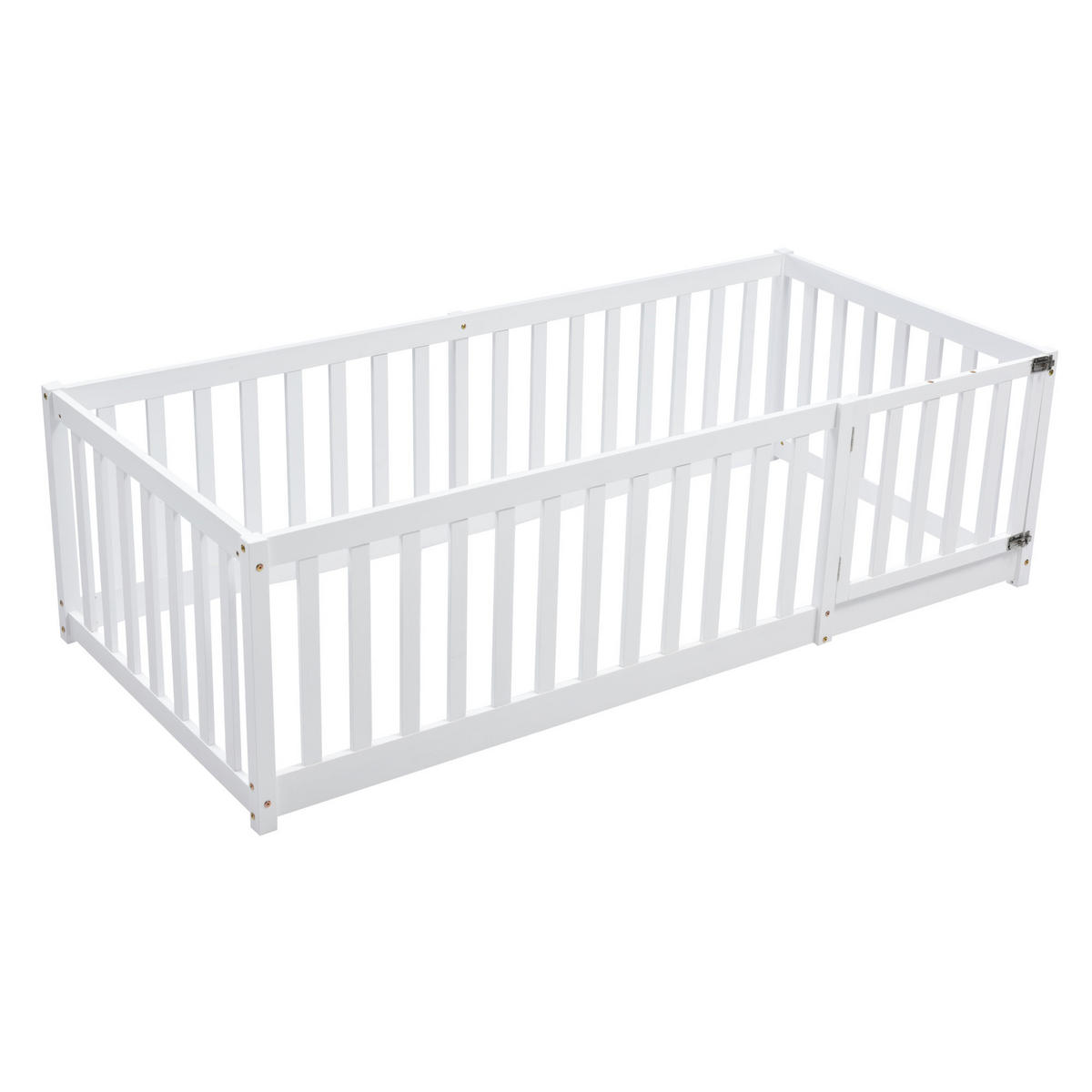 KINDERBETT 90x200 Weiß Holz Zauntür - Weiß, Holz (90/200cm) - FLIEKS