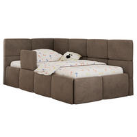 DĚTSKÁ POSTEL ARVO ALTA 90/200 - Hnědá Samet - Vlevo - světle hnědá, textil (90/200cm) - MKS