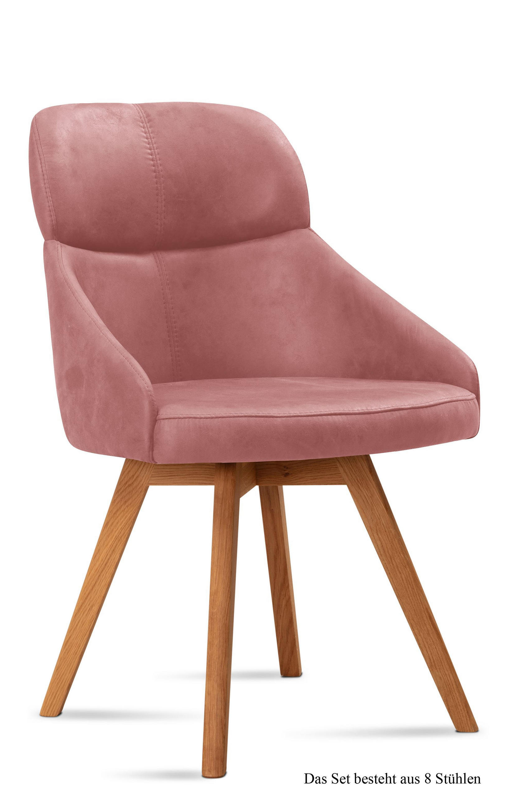 ESSZIMMERSTUHL (8er-Set) Donna 52x82x63 Eiche geölt/Rosewood - Eichefarben/Dunkelrosa, Kunststoff (63/82/52cm) - 58aufmkessel
