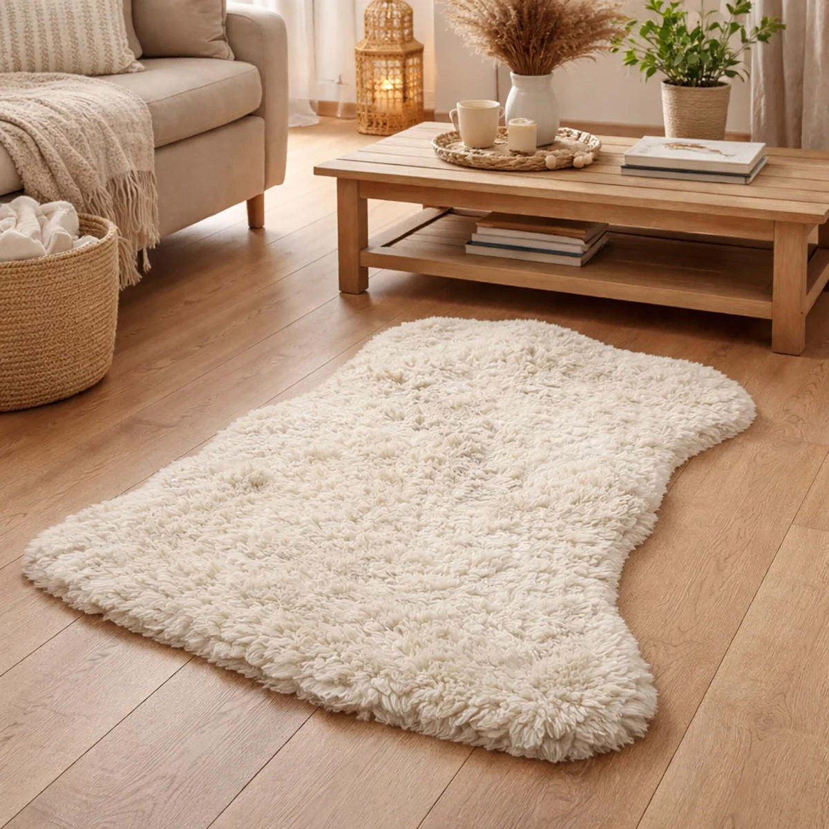 SCHAFFELL Lammfell 2. Wahl Hell geschoren ca. 95 cm - Beige/Creme, Fell (50/95cm) - Provellus