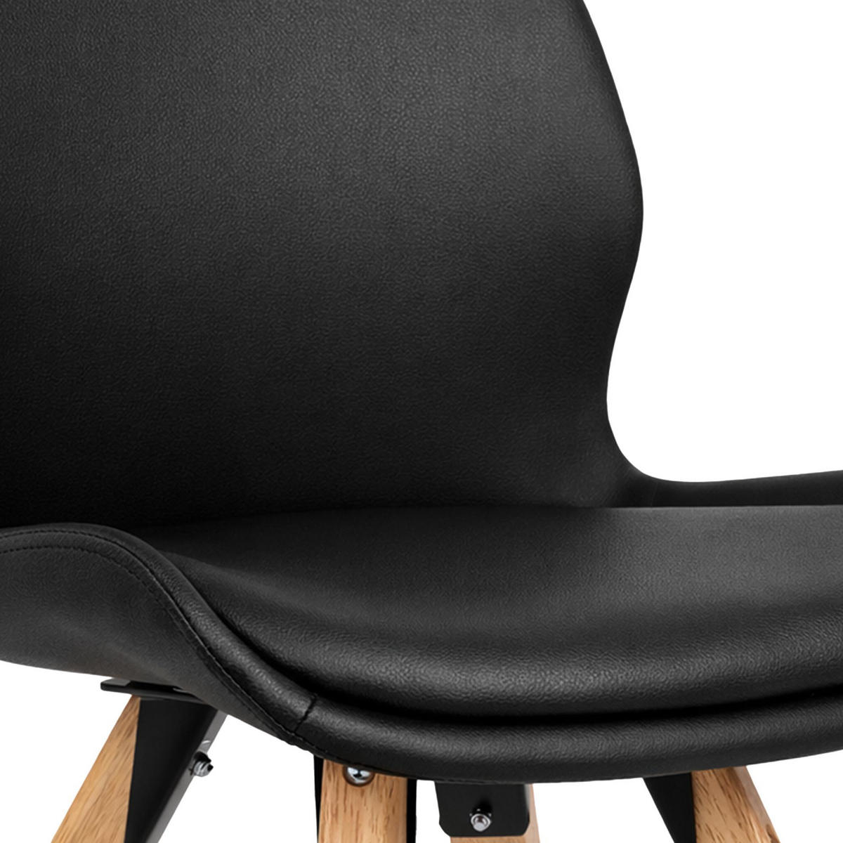 STUHL 4er Set Lederlook Schwarz - Eukalyptusholzfarben/Schwarz, Holz/Textil (49/87/58cm) - CLP