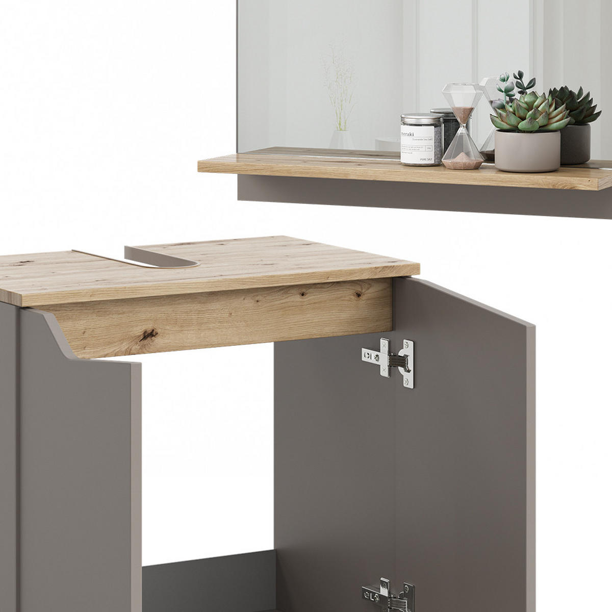 BADMÖBEL-SET Marelle Greige 2 Teile - Greige, Holzwerkstoff (60/57/35cm) - Vicco