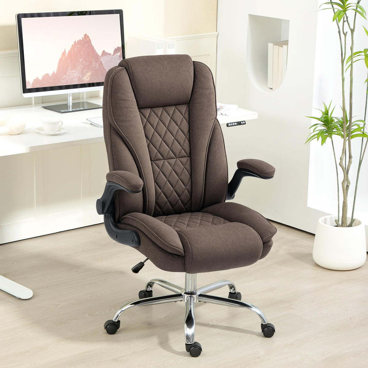 DREHSTUHL DE-11752 70/70/114-122 cm Braun - Braun, Textil (70/122/70cm) - ComfortXL