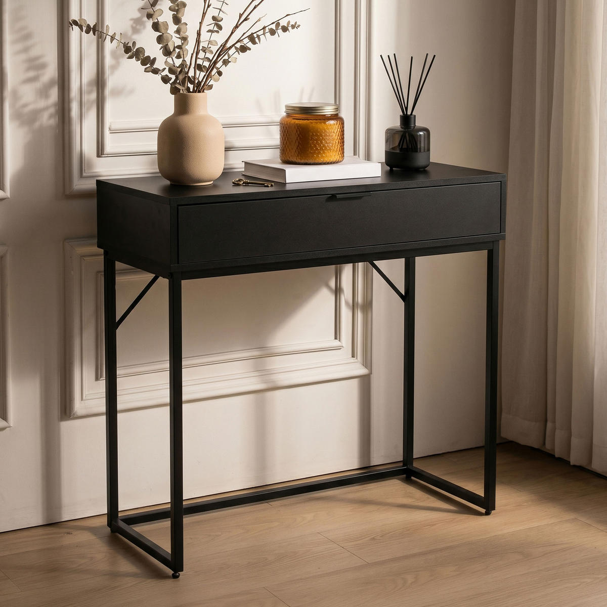 KONSOLENTISCH MODENA 80 cm Schwarz - Schwarz, Holzwerkstoff (35/80/80cm) - Akord