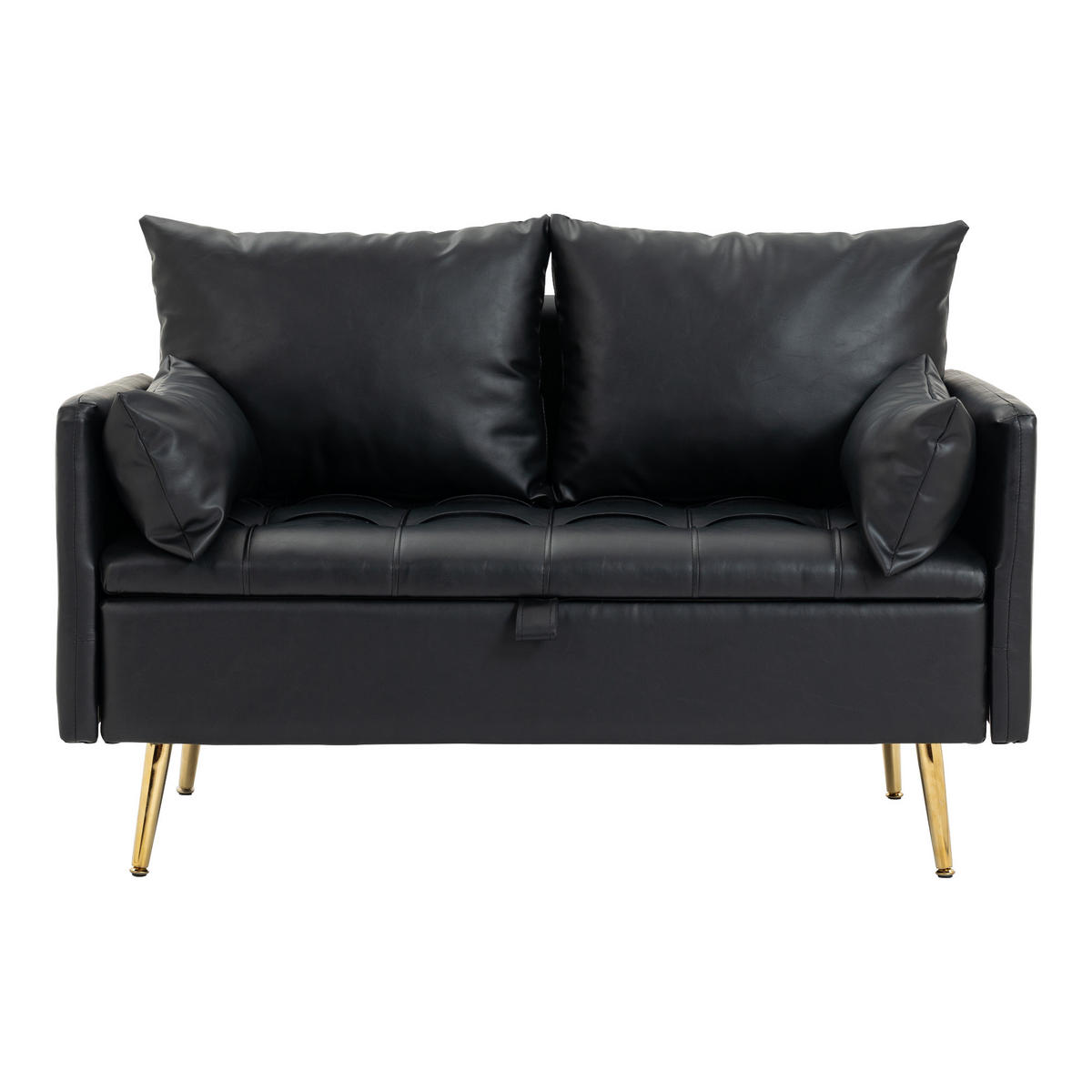 SOFA Sysmä - Goldfarben/Schwarz, Holz/Metall (122/72/65cm) - [en.casa]