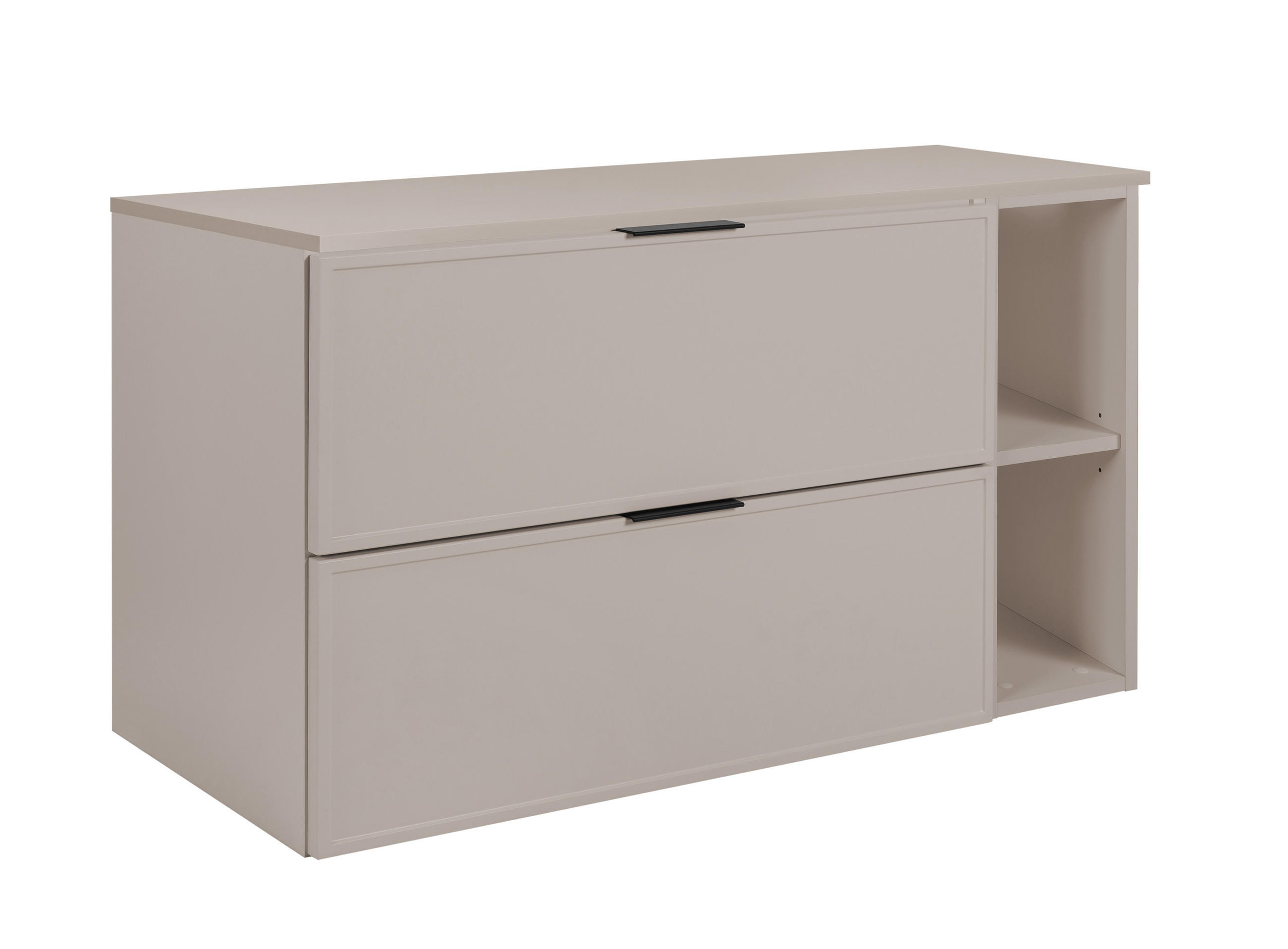 BADEZIMMERSCHRANK, Kaschmir, Schwarze Griffe, 80 (60 + 20) x 46 x 57 cm - Kaschmir/Schwarz, Holzwerkstoff/Kunststoff (80/57/46cm) - 3XE LIVING