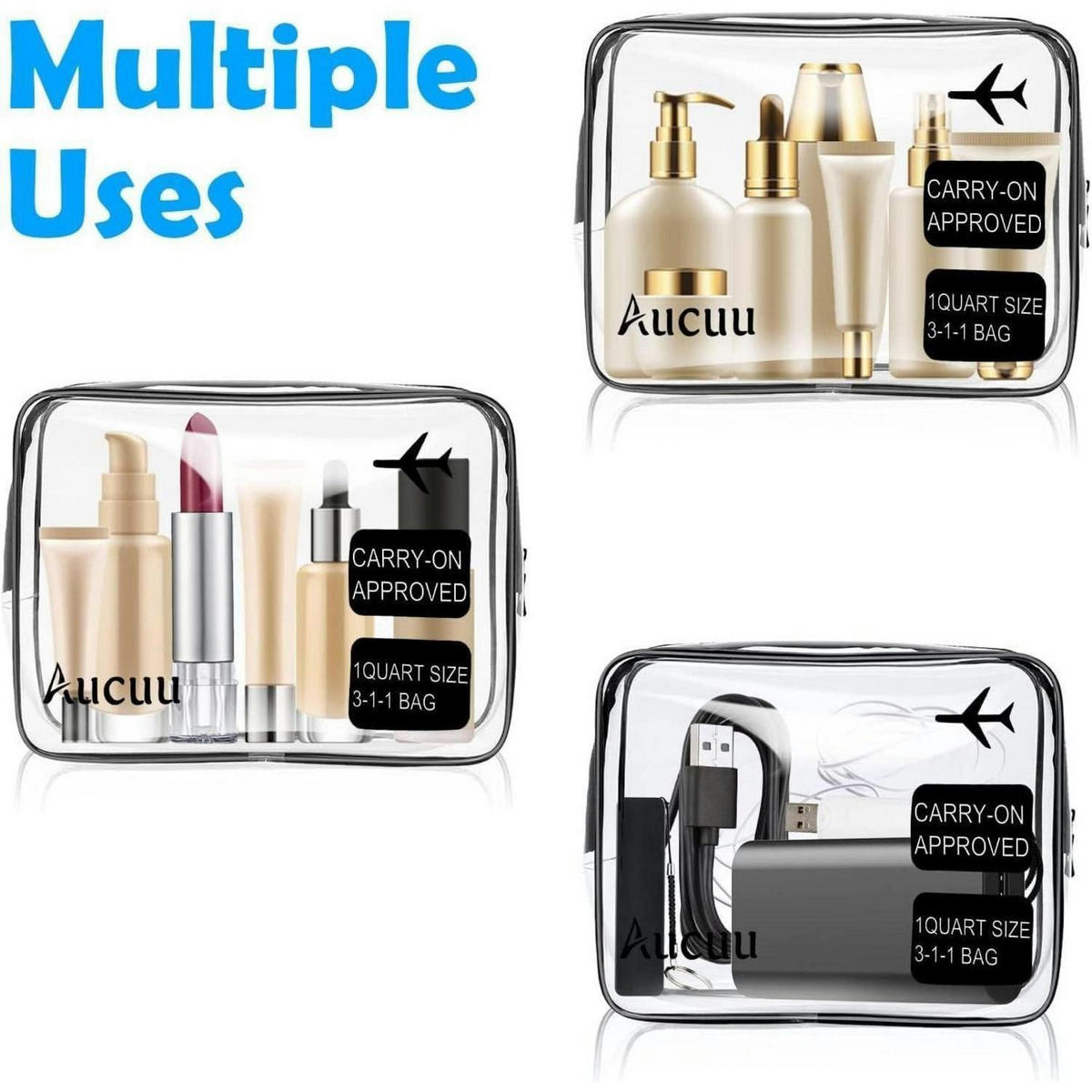 KULTURTASCHE 3-teiliges Set Transparent - Transparent, Kunststoff (22/2/26cm)