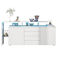 SIDEBOARD mit LED 160 cm Weiß Hochglanz - Weiß, Holzwerkstoff (160/70/35cm) - Meubliv