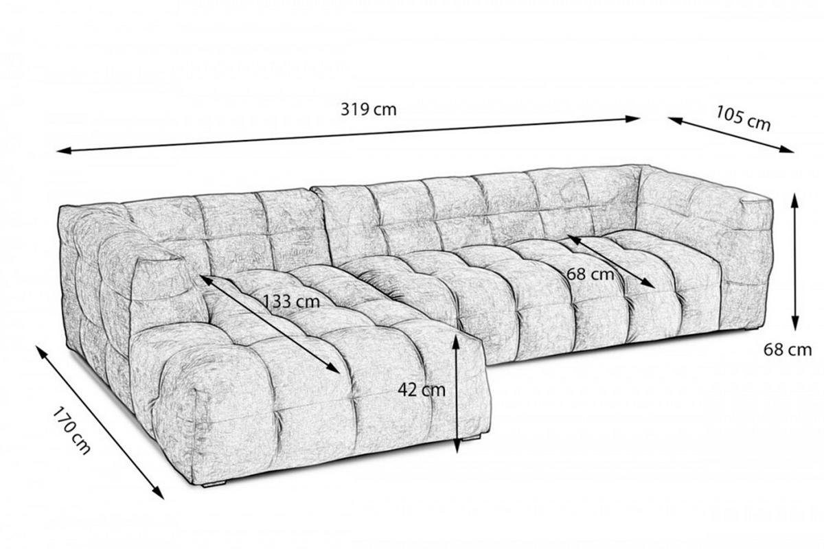 ECKSOFA RIO Anthrazit Velvet - Anthrazit/Schwarz, Textil (319/170cm) - KAWOLA