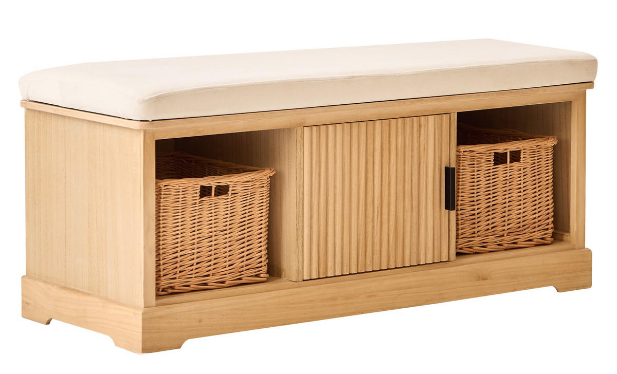 SITZBANK Holz Beige - Beige, Textil (108/46/42cm) - Nordlys