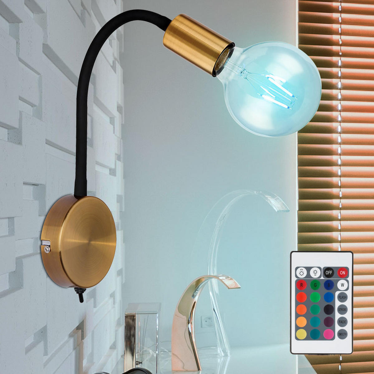 LED WANDLEUCHTE Metall Schwarz Glas - Schwarz, Glas (30/43/30cm) - Globo Lighting