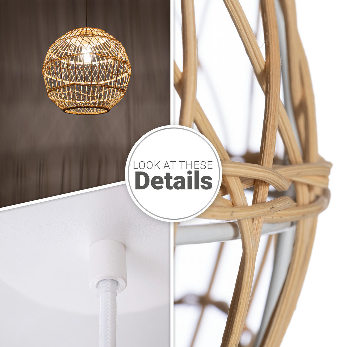 PENDELLEUCHTE Maite - Schwarz/Weiß, Metall (40/40/39cm) - Paco Home