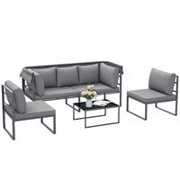 GARTENLOUNGE-SET 4-teilig DE-13429 Grau - Grau, Textil - ComfortXL