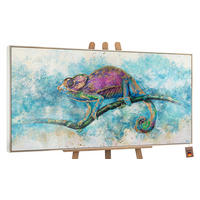 GEMÄLDE Leguan Schattenfugenrahmen Beige 140x70 cm - Beige, Holz (140/70cm) - YS-art gallery
