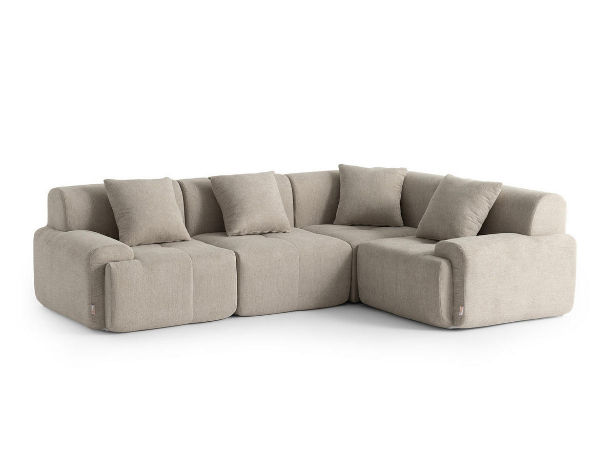 ECKSOFA Chenille Sandbeige - Sandfarben, Textil (260/185cm) - MILYsofa