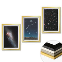 WANDBILDER 3er Set - 20x30 cm Goldrahmen - Galaxienraum Wassermann - Goldfarben, Kunststoff (20/30cm) - ArtPrintCave
