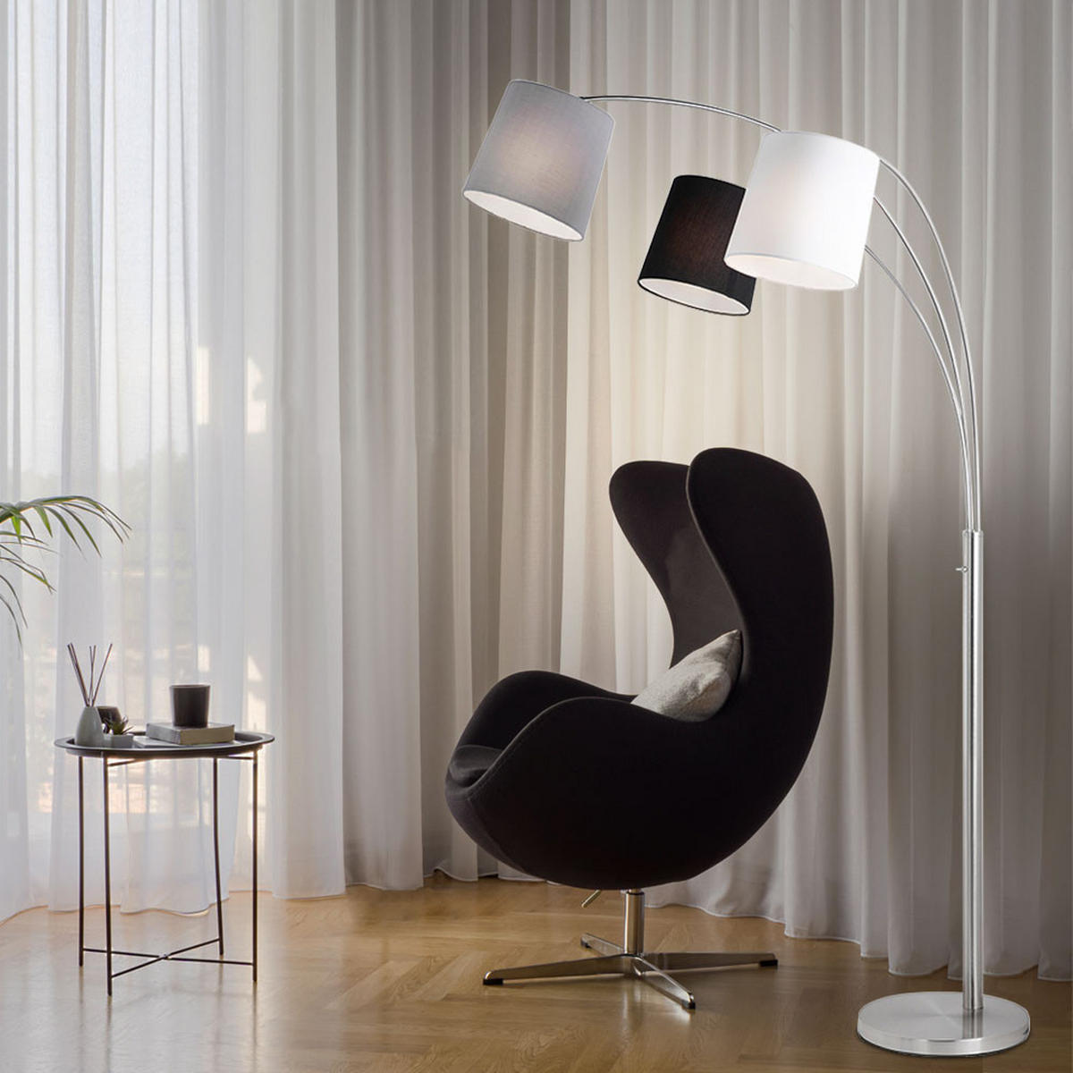 LED STEHLEUCHTE Metall Textil Silber - Silberfarben, Textil (100/70/190cm)