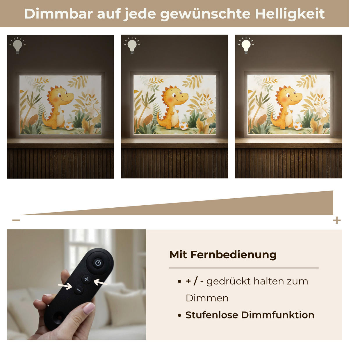 NÁSTĚNNÁ LAMPA S AKUMULÁTOREM Dino - Fotbal - Orange 40x30 cm - béžová, kompozitní dřevo (40/30/8cm) - OnlyWow
