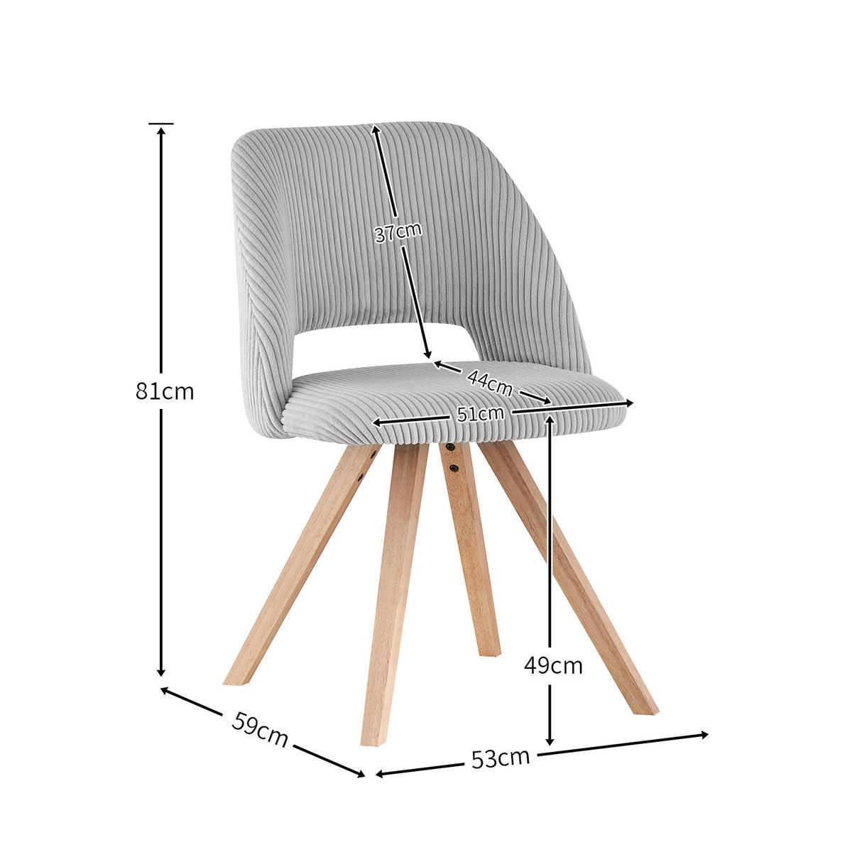 STUHL MARY Anthrazit 2 Stück - Anthrazit, Eichenholz/Textil (53/81/59cm) - B&D Home