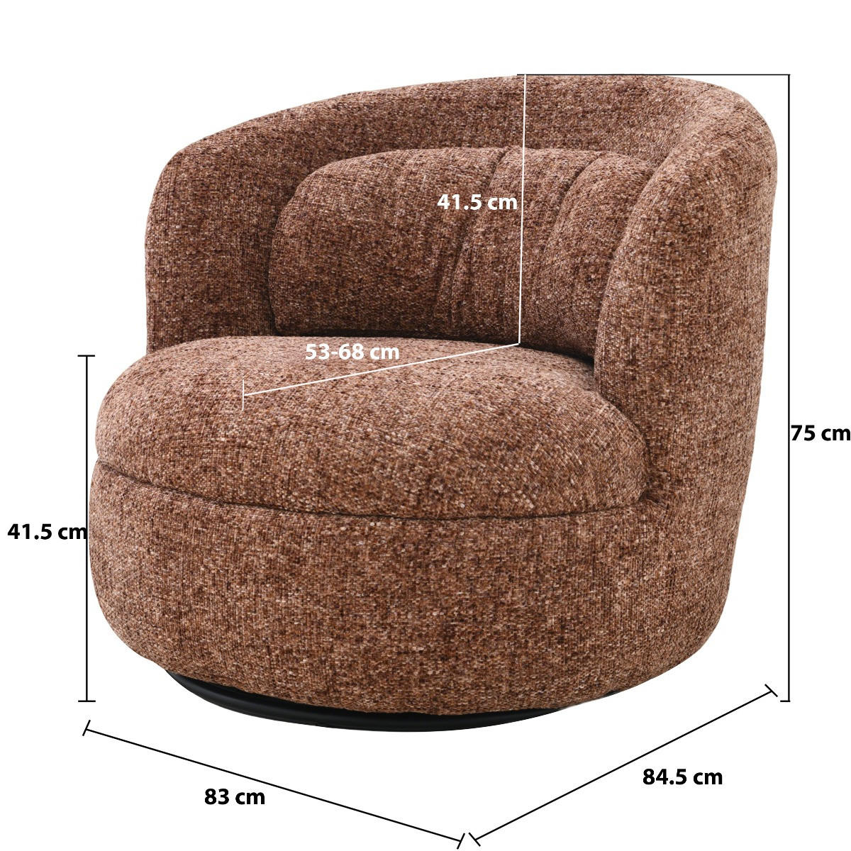 SESSEL Britt Rot 85/84/76 cm - Dunkelrot, Textil (84/76/85cm) - Livingfurn