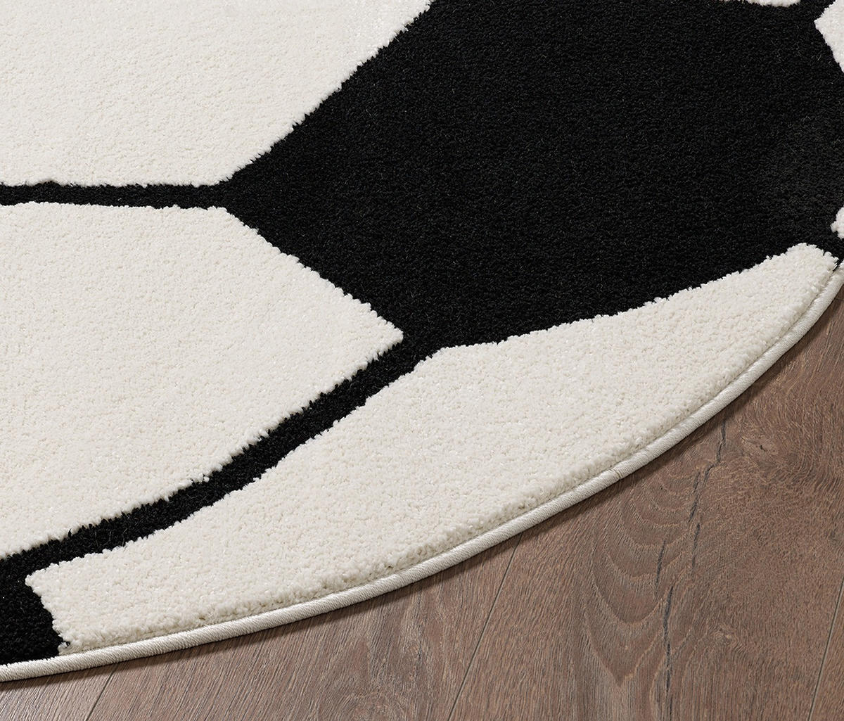 KINDERTEPPICH Kurzflor Fußball CANAZEI Polypropylen Schwarz-Weiß 200 x 200 cm - Multicolor, Textil (200/200cm) - KADIMA DESIGN